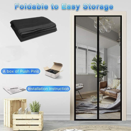 Flexible Mosquito Door Net with Magnetic Closure – Easy Fit, Hands-Free Entry (Pack of 2)