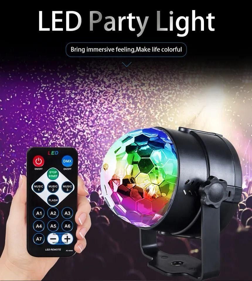 DJ Party Disco LED Light – Music Activated RGB Stage Lighting for Home & Events