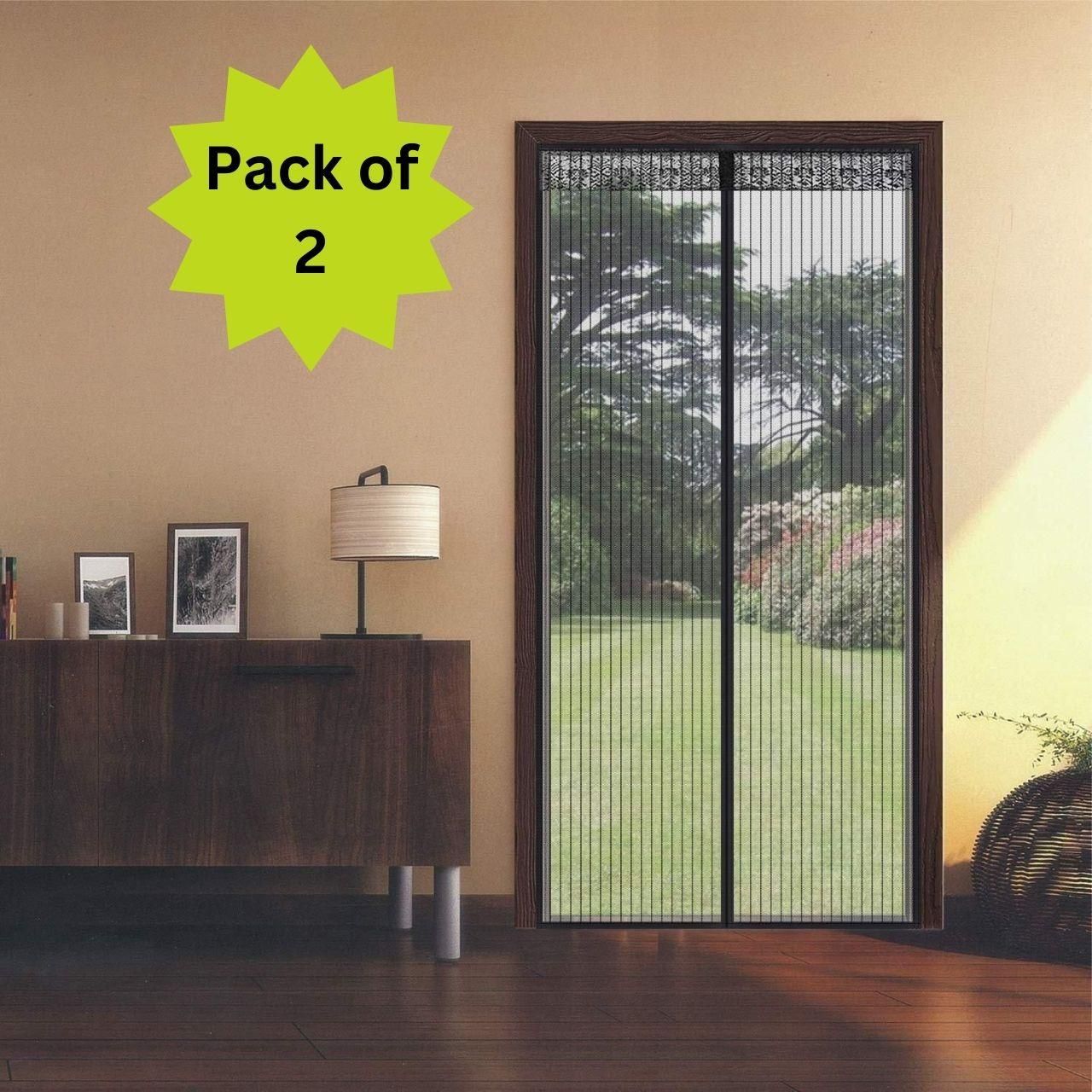 Flexible Mosquito Door Net with Magnetic Closure – Easy Fit, Hands-Free Entry (Pack of 2)