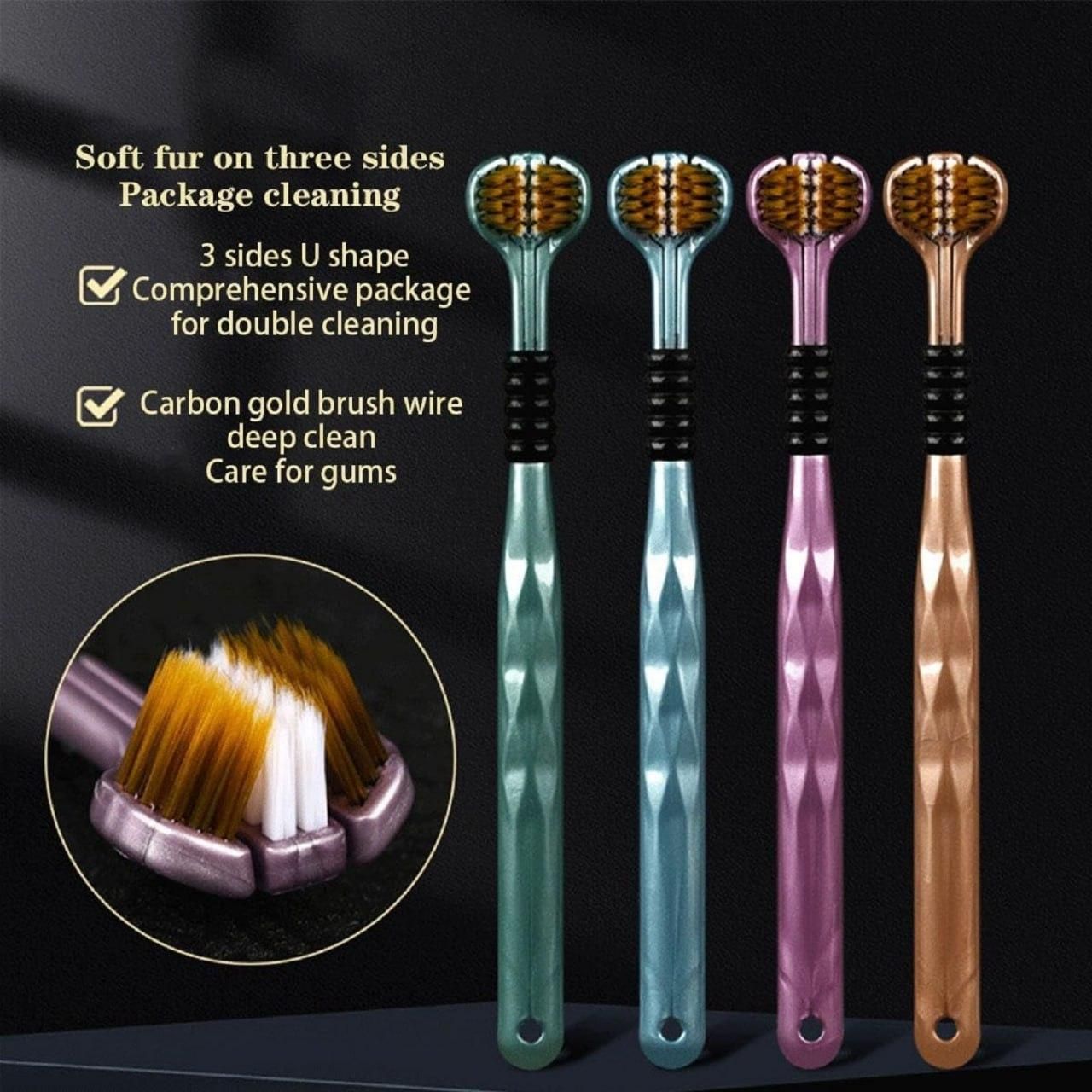 3 SIded Tooth Brush Pack of 4